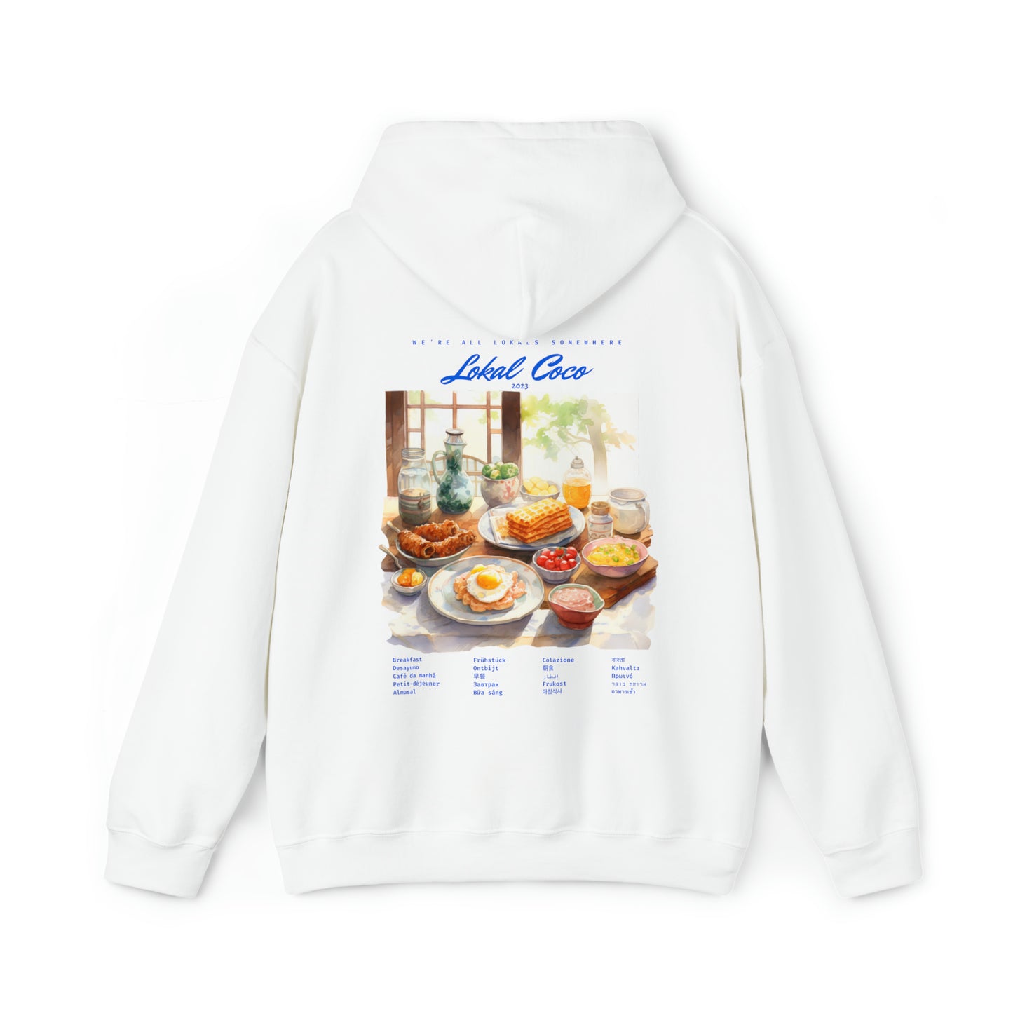 The back of Global Lokal Breakfast Hoodie | Breakfast Hoodie in white