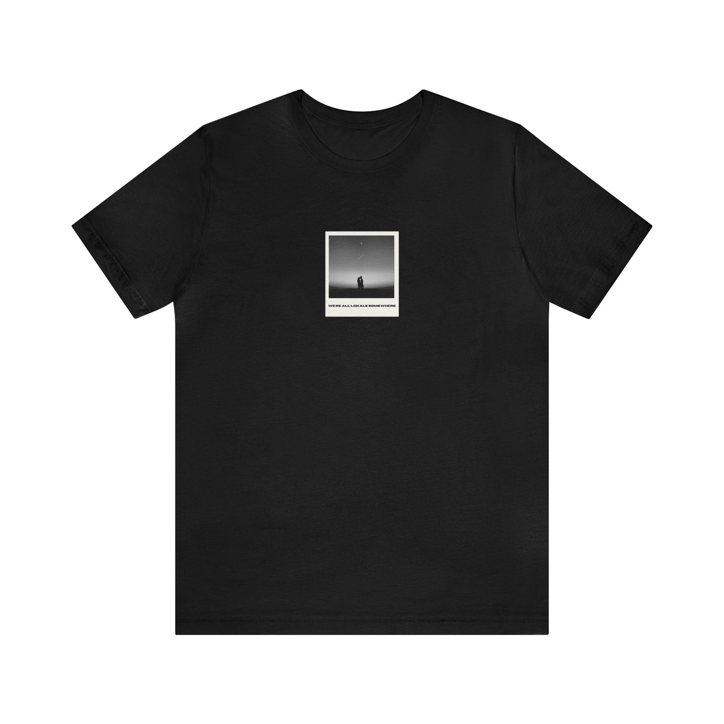 The front of Polaroid T-Shirt + Shooting Star Couple | We're All Lokals Somewhere Tee in black 