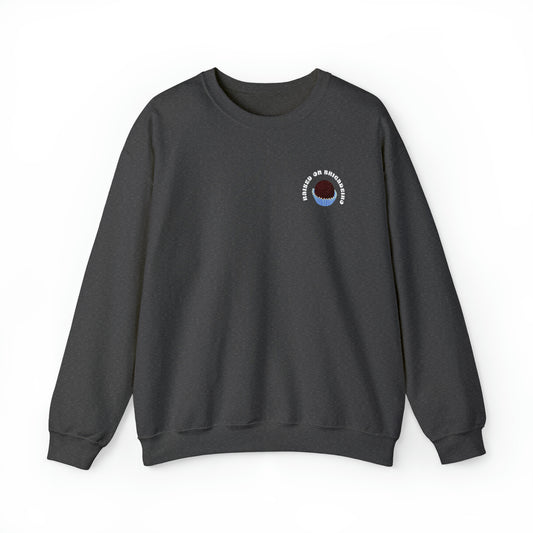 The front of Raised on Brigadeiro Crewneck Sweatshirt in dark heather