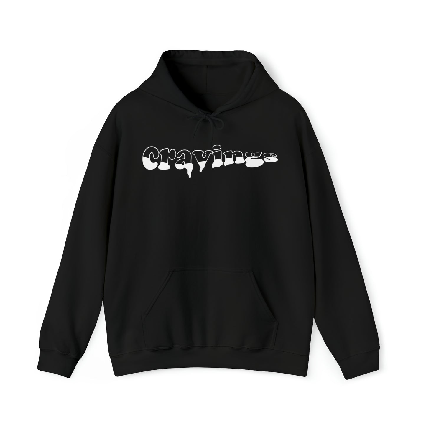 The front of the Cravings Satisfied hoodie in black