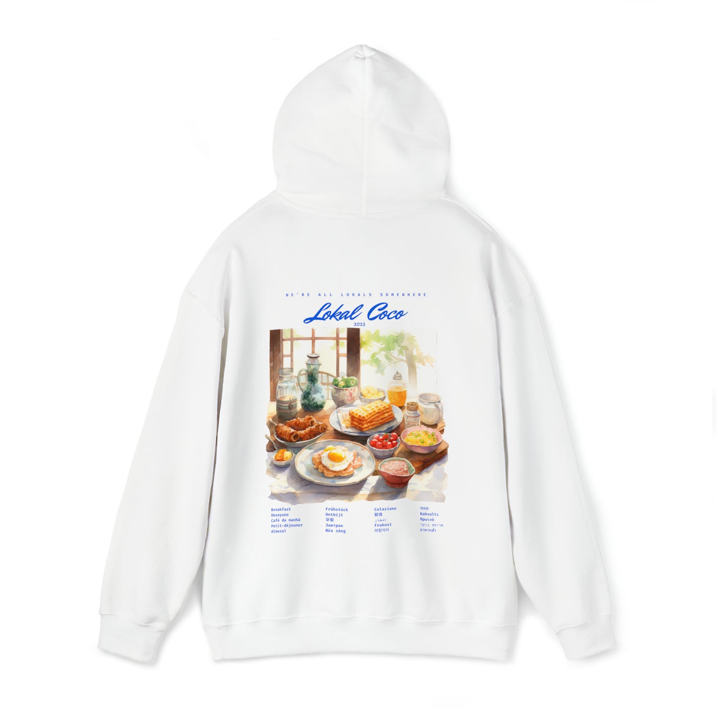 The back of Global Lokal Breakfast Hoodie | Breakfast Hoodie in white