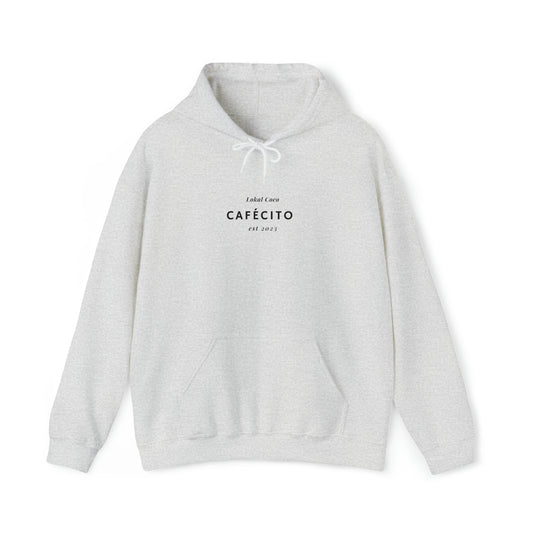 The front of Cafécito Hoodie | Watercolor Coffee Hoodie in ash 