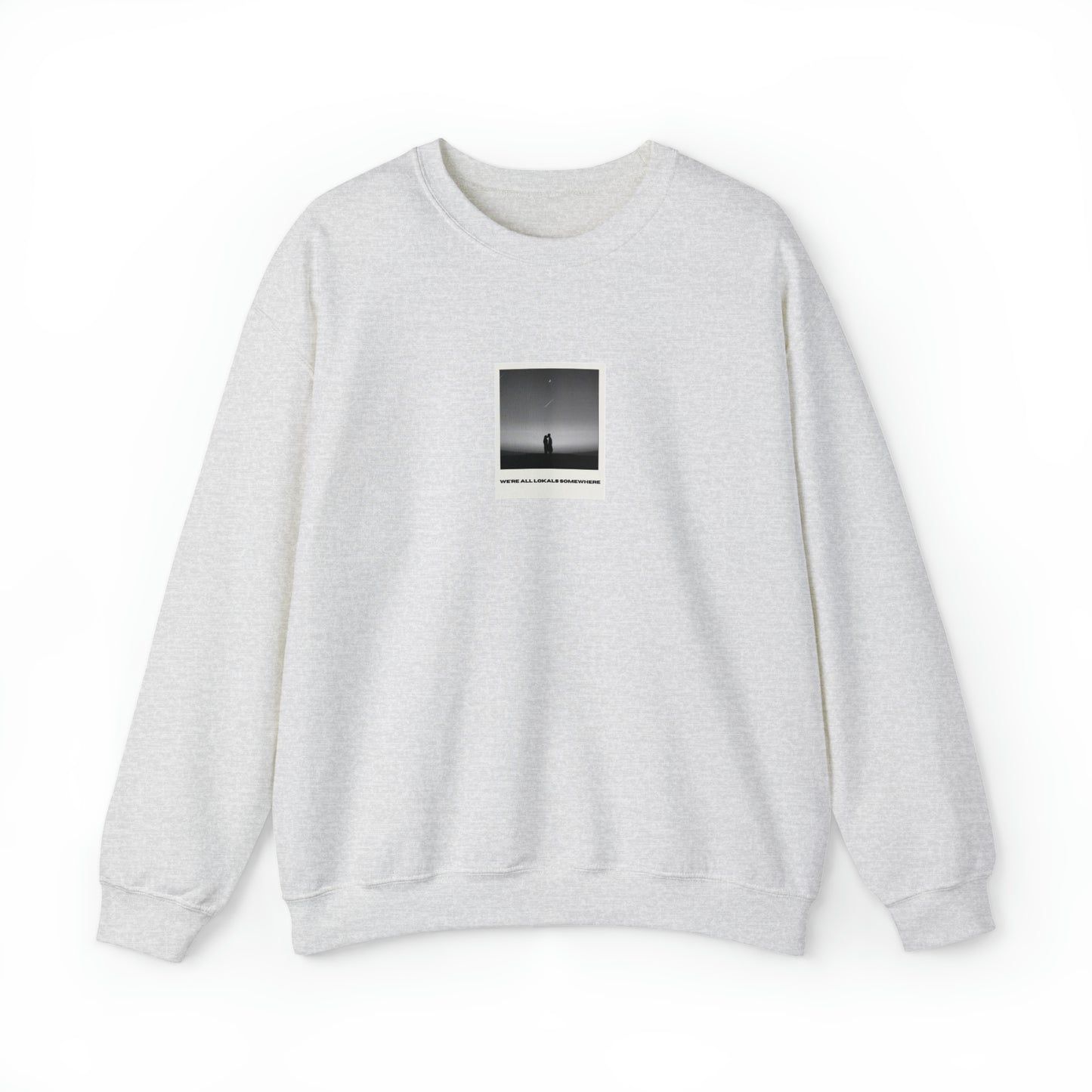 The front of Polaroid Sweatshirt + Shooting Star Couple | We're All Lokals Somewhere Sweatshirt in ash 