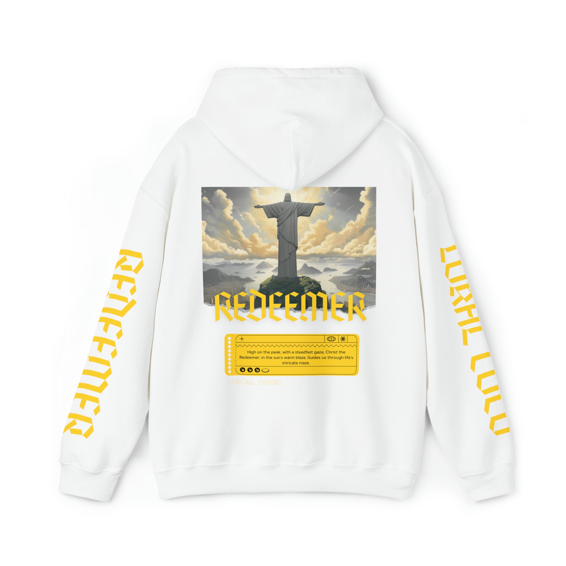 The back of Redeemer Hoodie | Christ the Redeemer in white