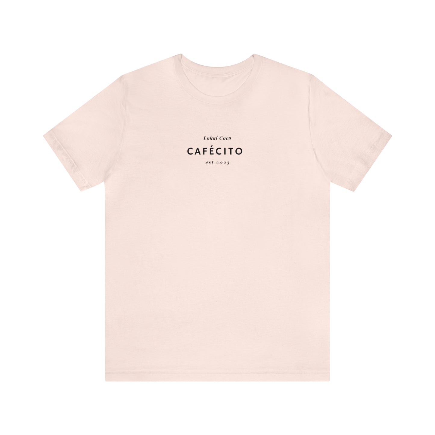 The front of Cafécito Shirt | Watercolor Coffee T-Shirt in soft pink 