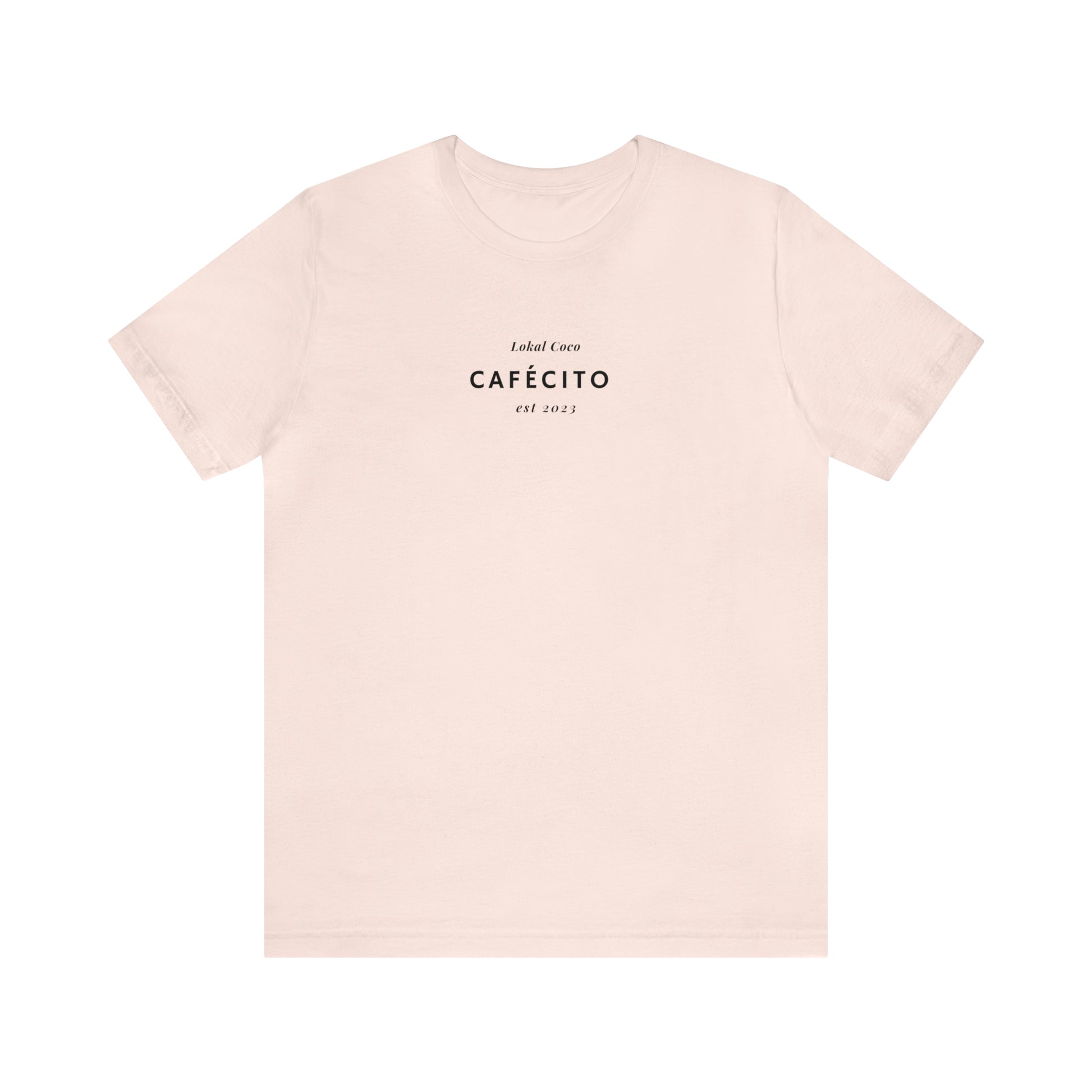 The front of Cafécito Shirt | Watercolor Coffee T-Shirt in soft pink 