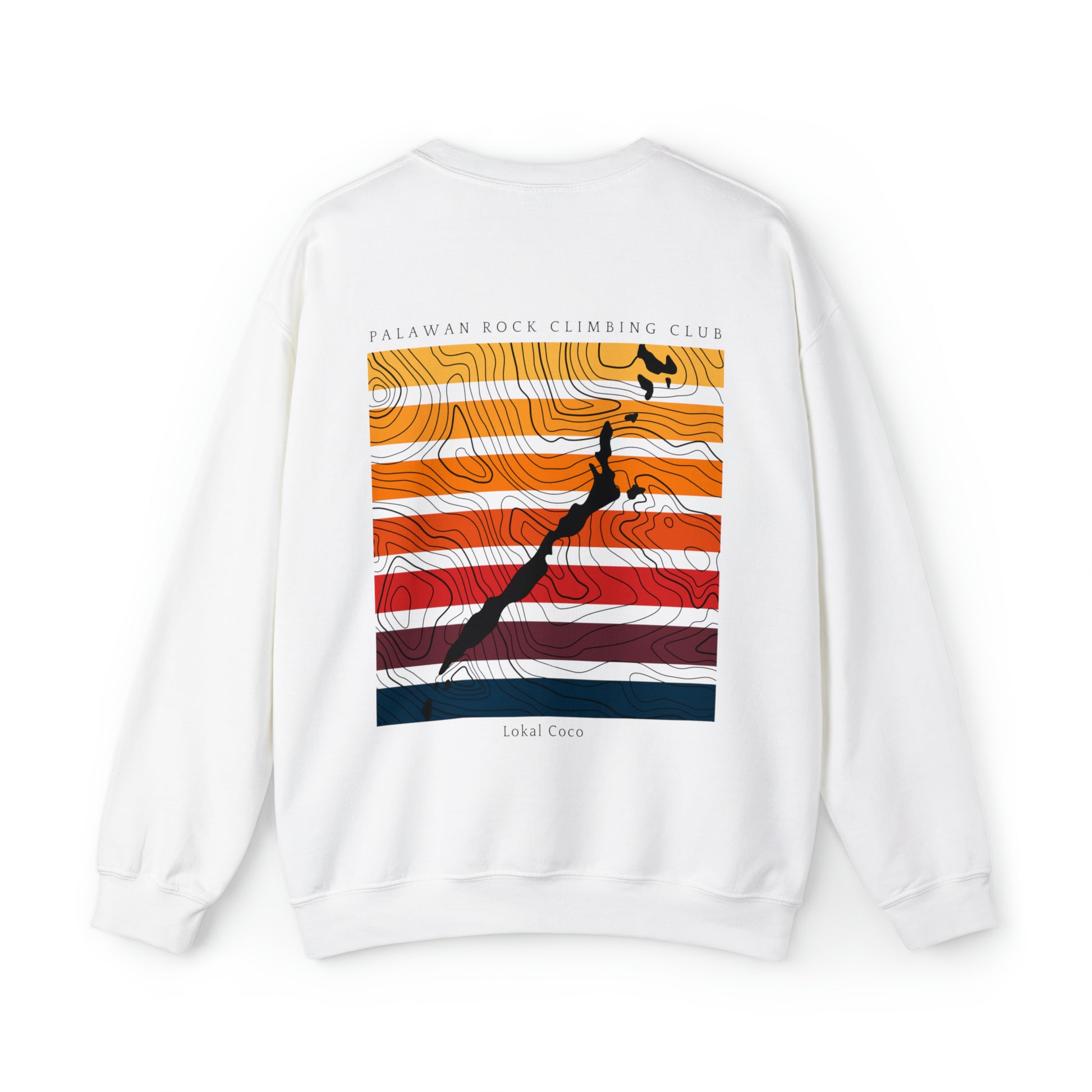 The back of Palawan Rock Climbing Club Sweatshirt | Climbing Crewneck Sweater in white