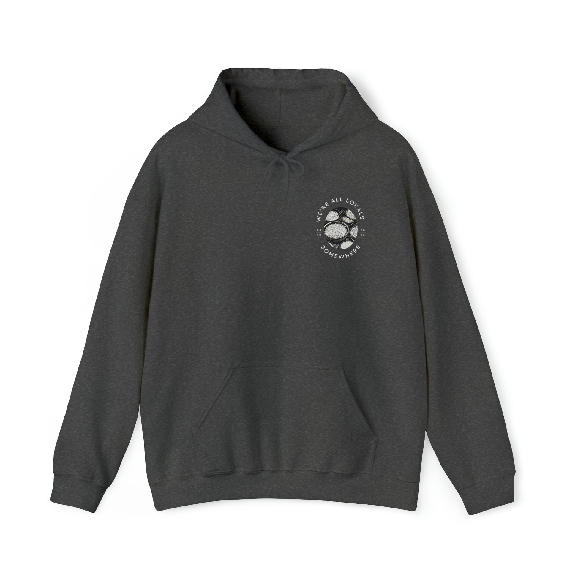 The front of Rice & Shine Hoodie in dark heather