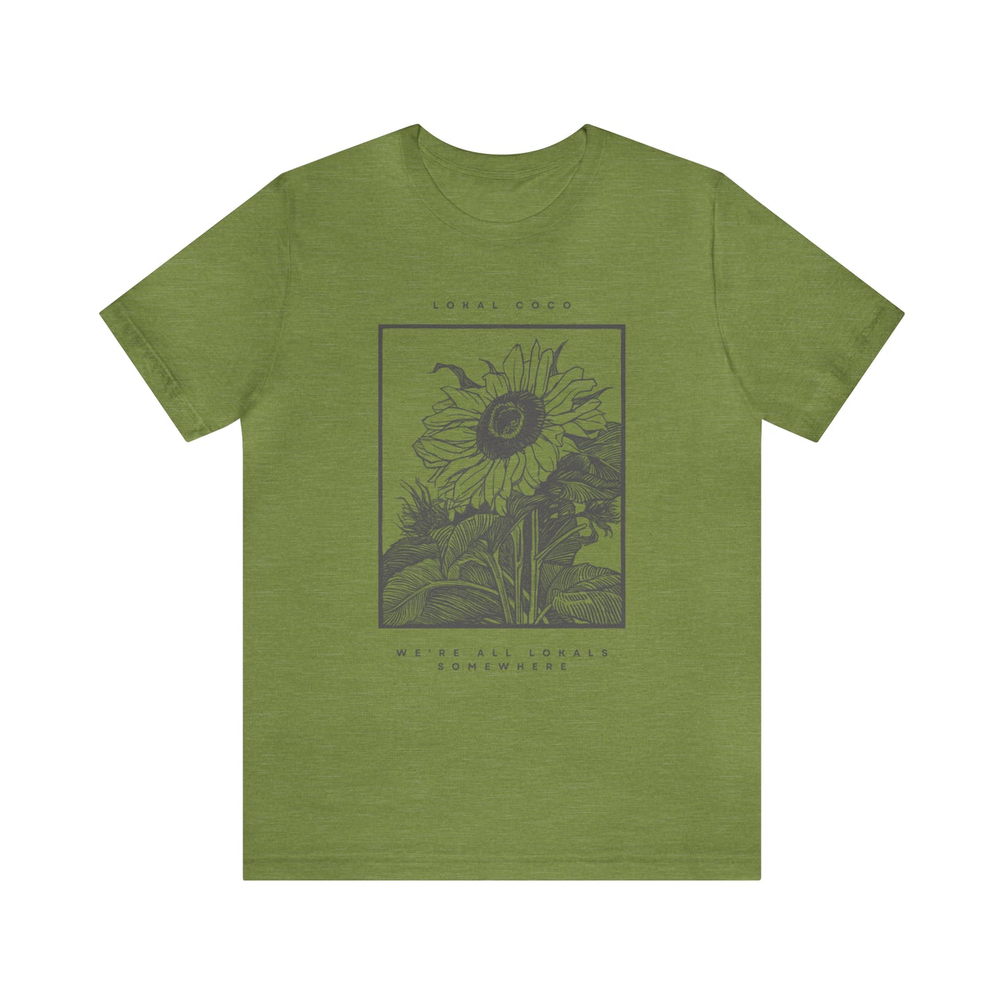 The front of Sunflower T-Shirt | Vintage Graphic Tee in heather green