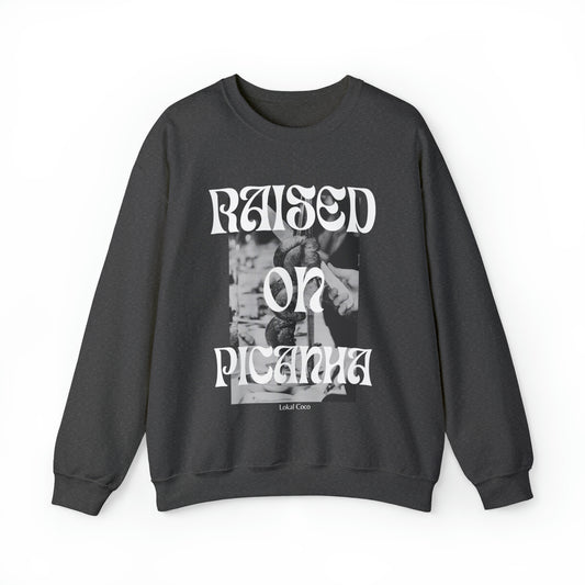 The front of the Raised on Picanha Crewneck Sweatshirt in dark heather