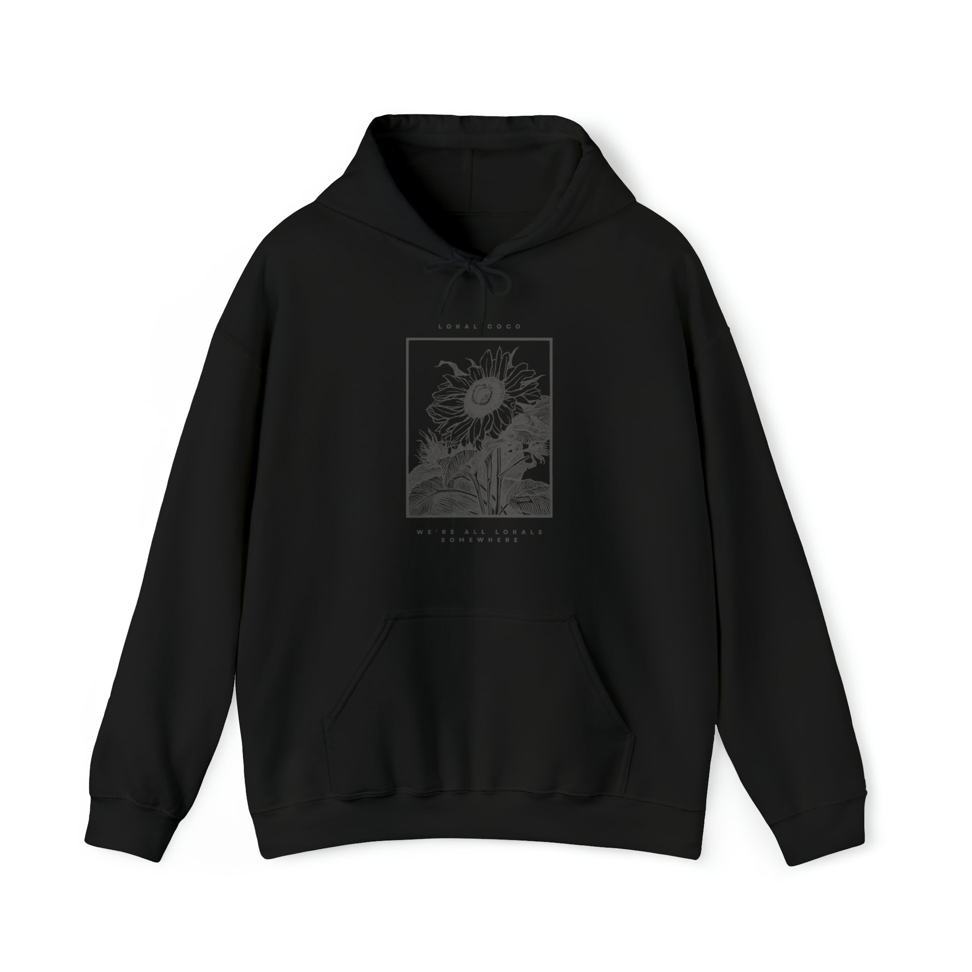 The front of Sunflower Hoodie | Vintage Graphic Hoodie in black 