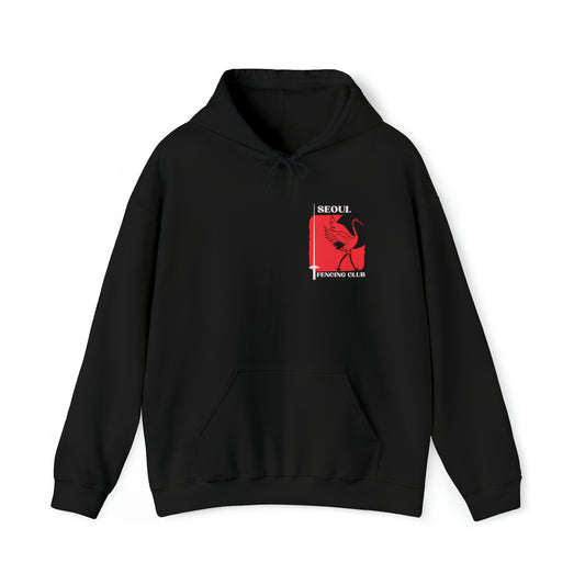 The front of Seoul Fencing Club Hoodie | Fencing Hoodie in black