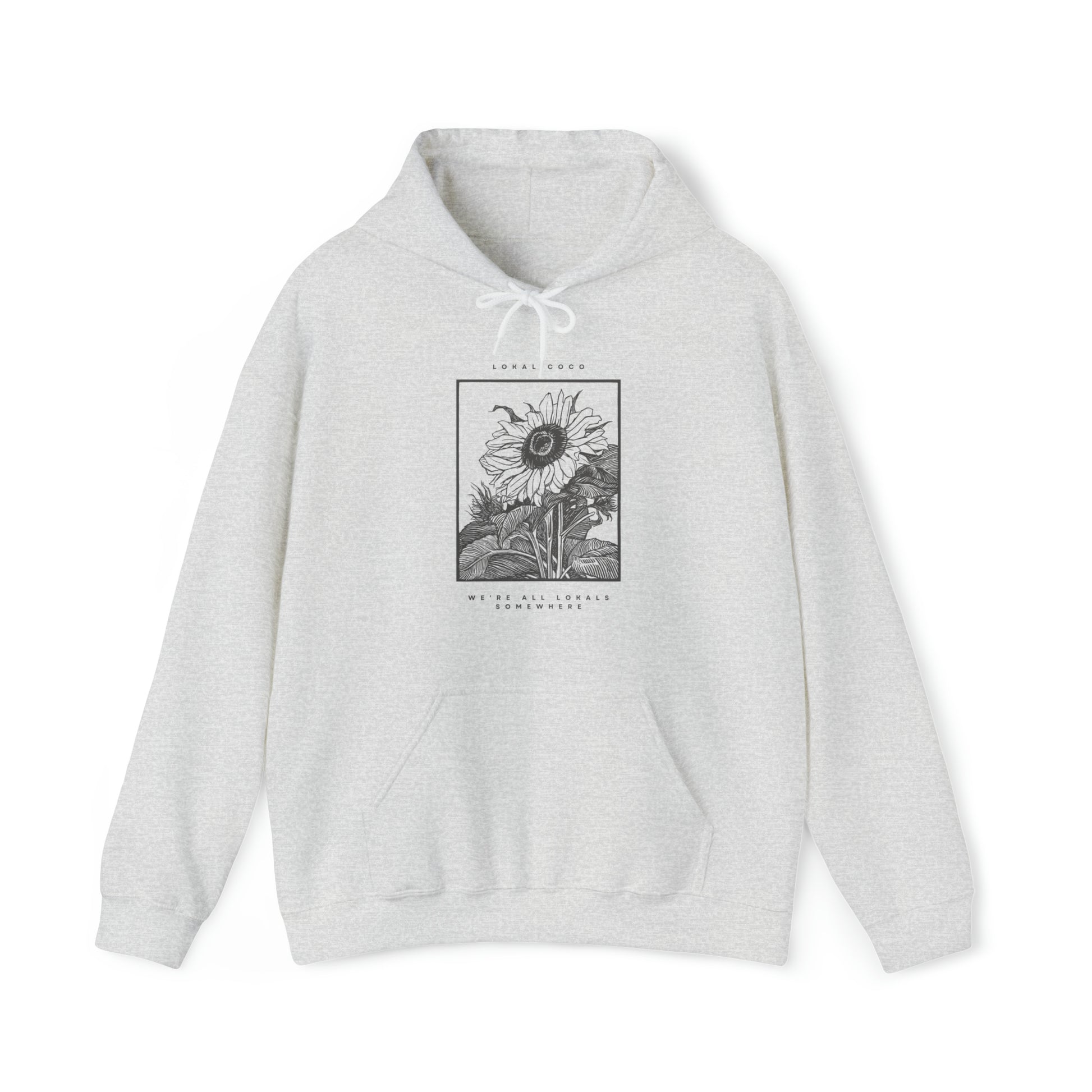 The front of Sunflower Hoodie | Vintage Graphic Hoodie in ash 