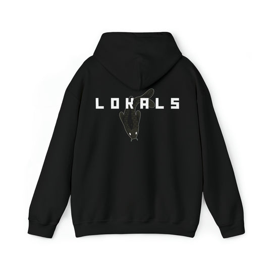 Back of Lokals Koi Fish Hoodie in black 