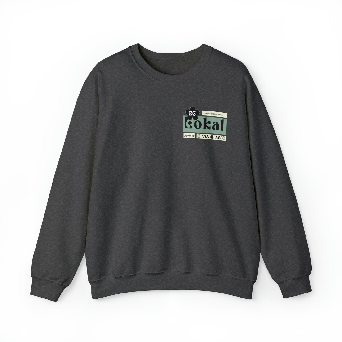 Lokal Coco "Be Lokal" Crewneck Sweatshirt Logo Sweatshirt in dark heather