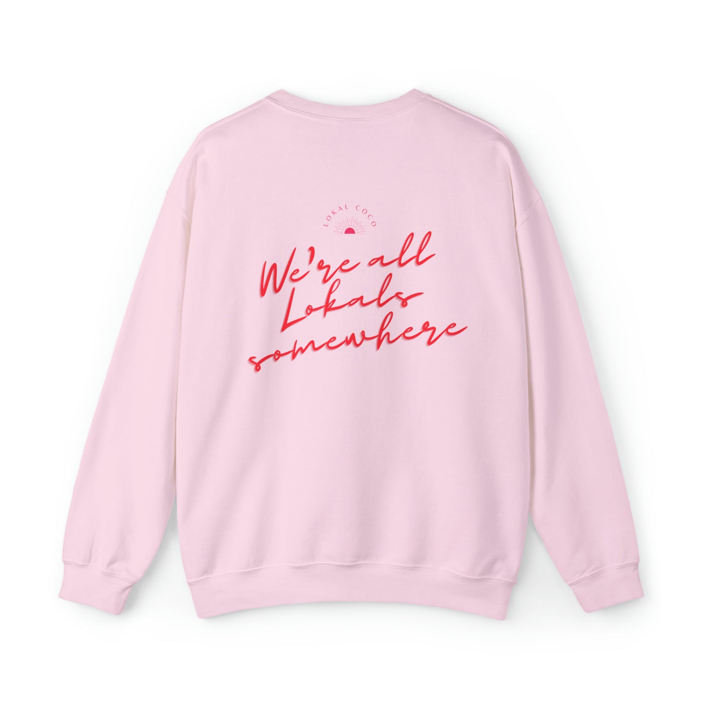 The back of Polaroid Sweatshirt + Shooting Star Couple | We're All Lokals Somewhere Sweatshirt in light pink