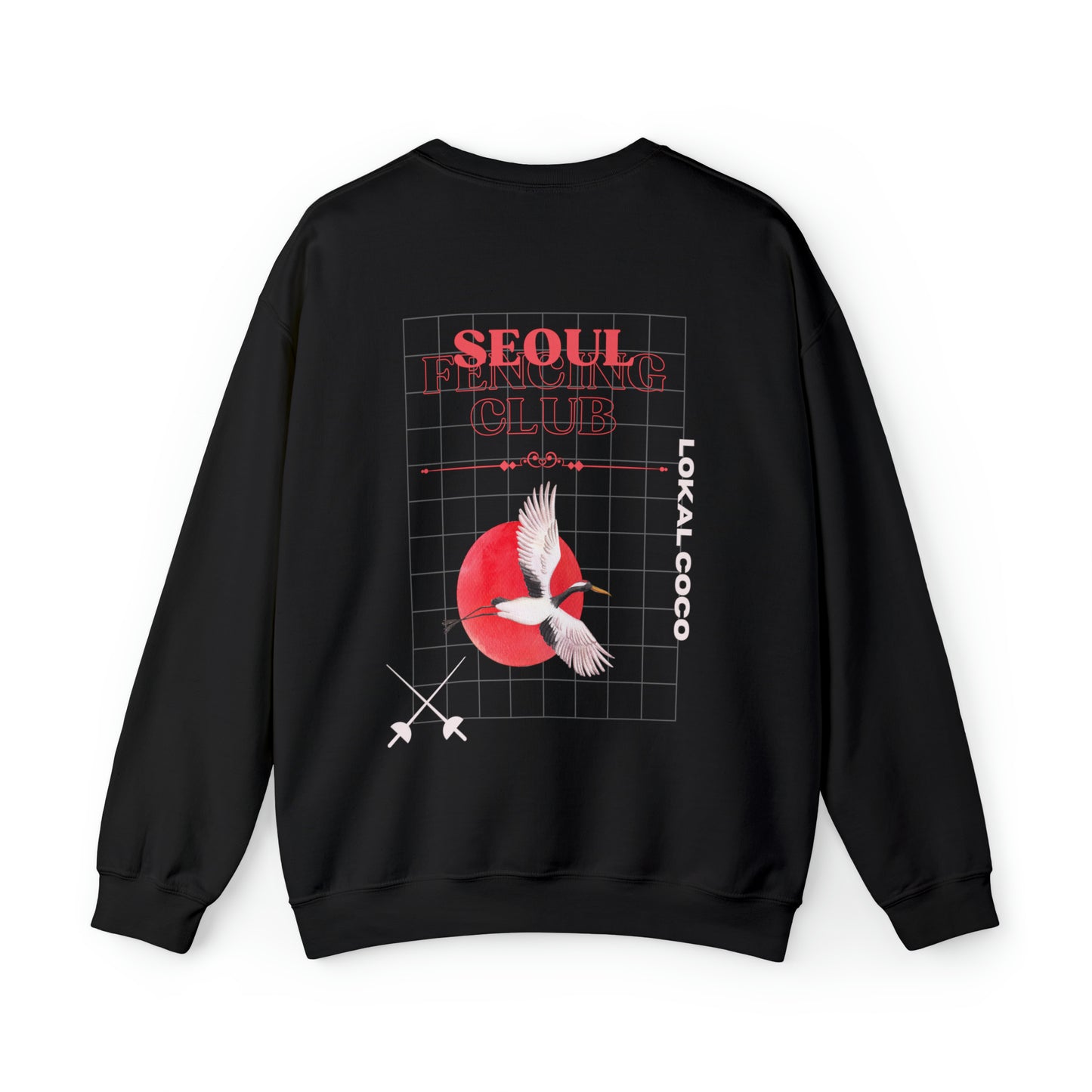 The back of Seoul Fencing Club Crewneck Sweatshirt | Fencing Sweater in black 