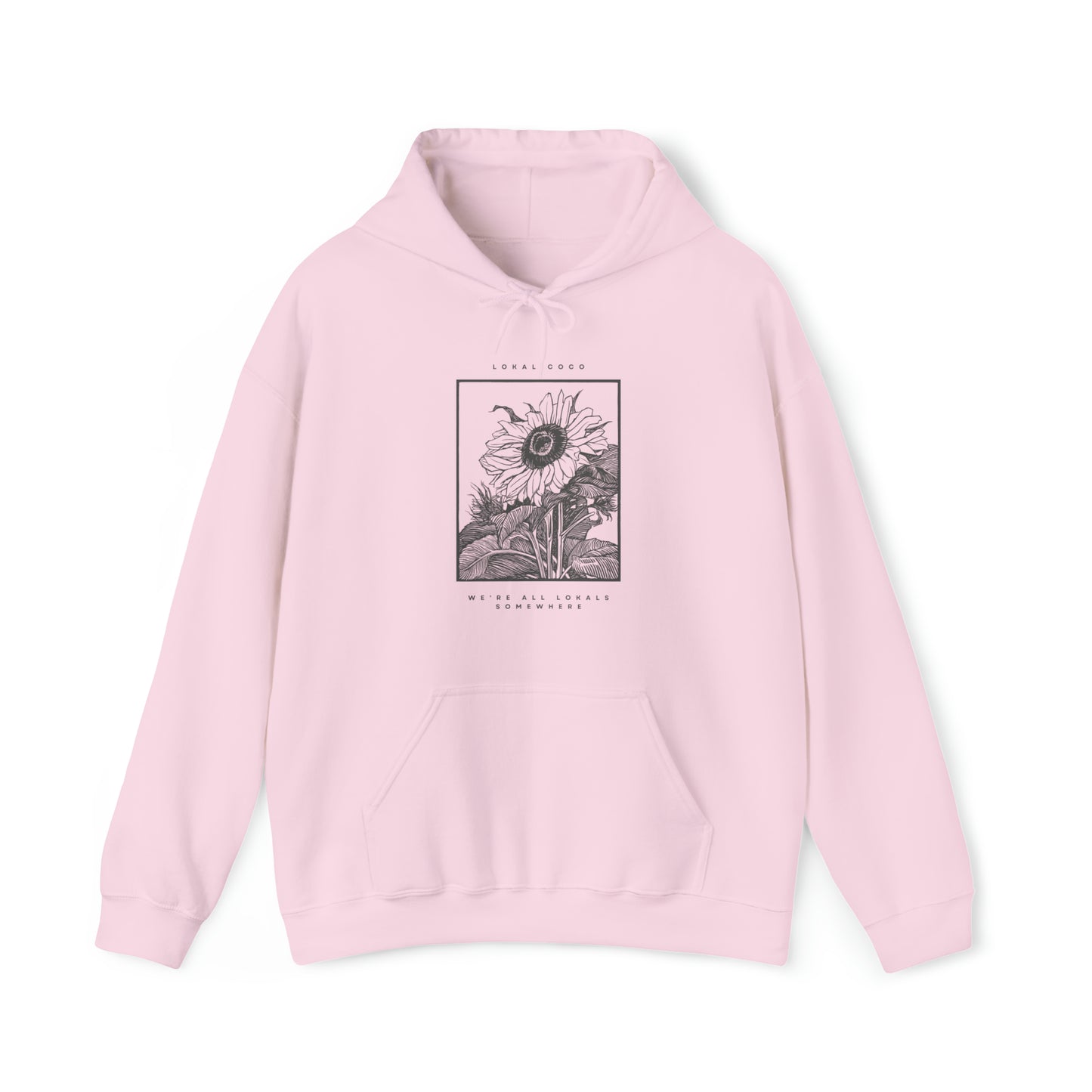 The front of Sunflower Hoodie | Vintage Graphic Hoodie in light pink