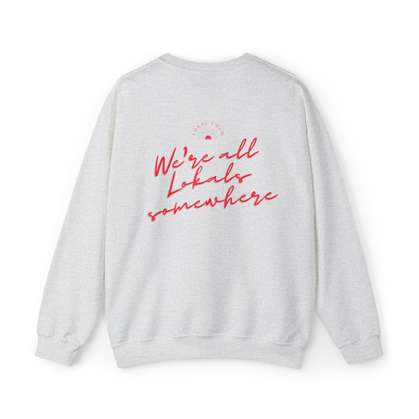 The back of Polaroid Sweatshirt + Shooting Star Couple | We're All Lokals Somewhere Sweatshirt in ash 