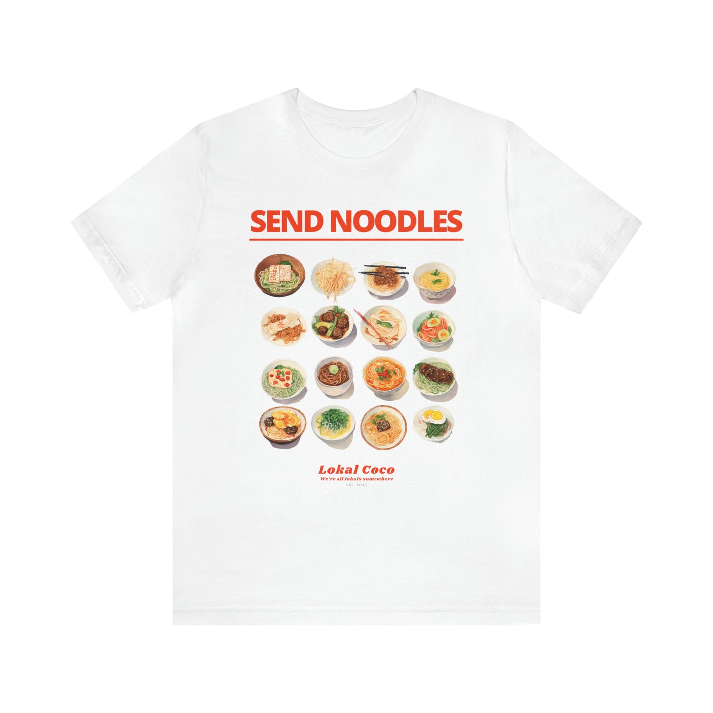 The front of Send Noodles T-Shirt | Noodle Lover Tee in ash