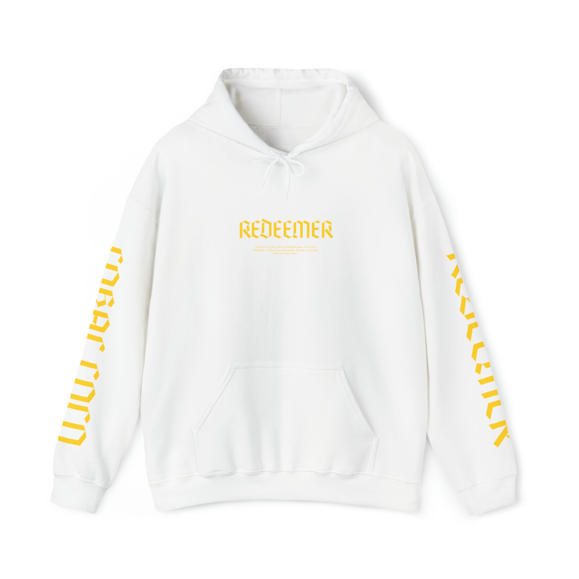 The front of Redeemer Hoodie | Christ the Redeemer in white 