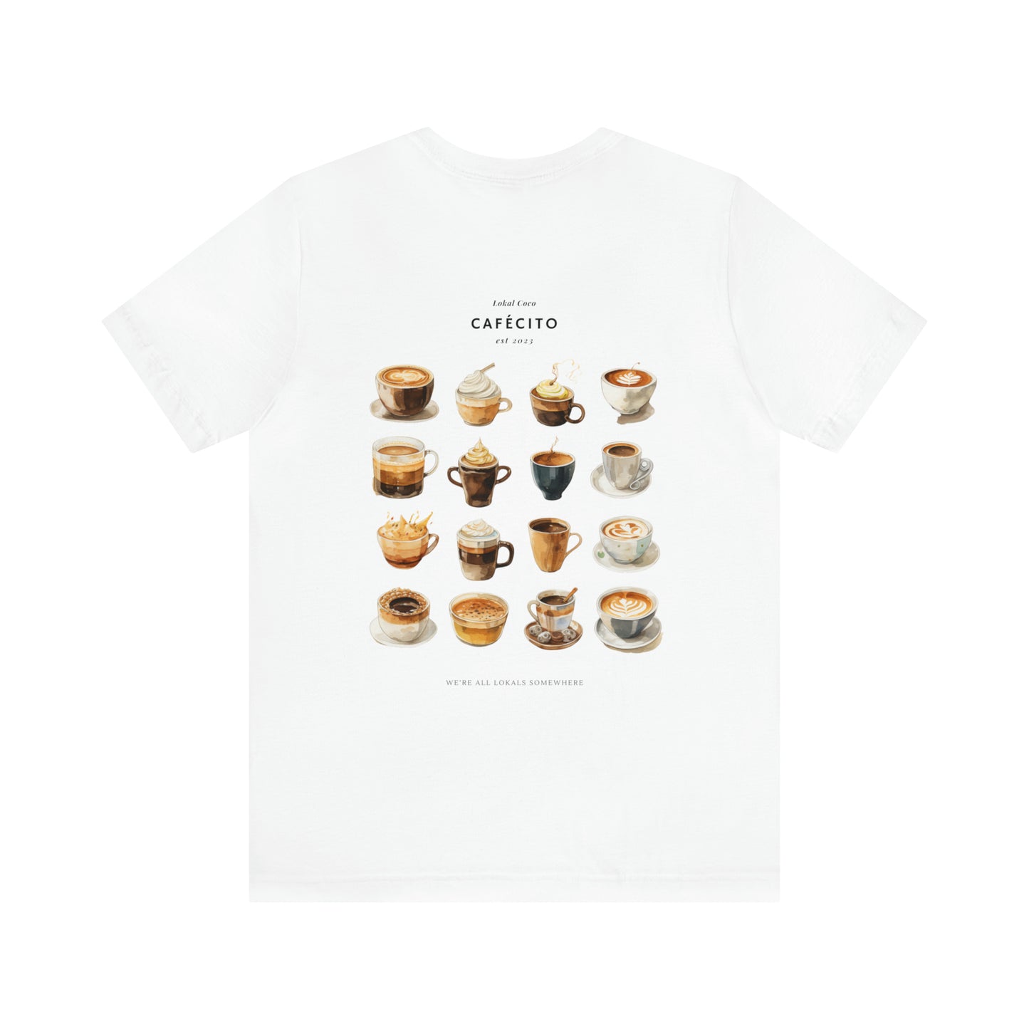 The back of Cafécito Shirt | Watercolor Coffee T-Shirt in white 