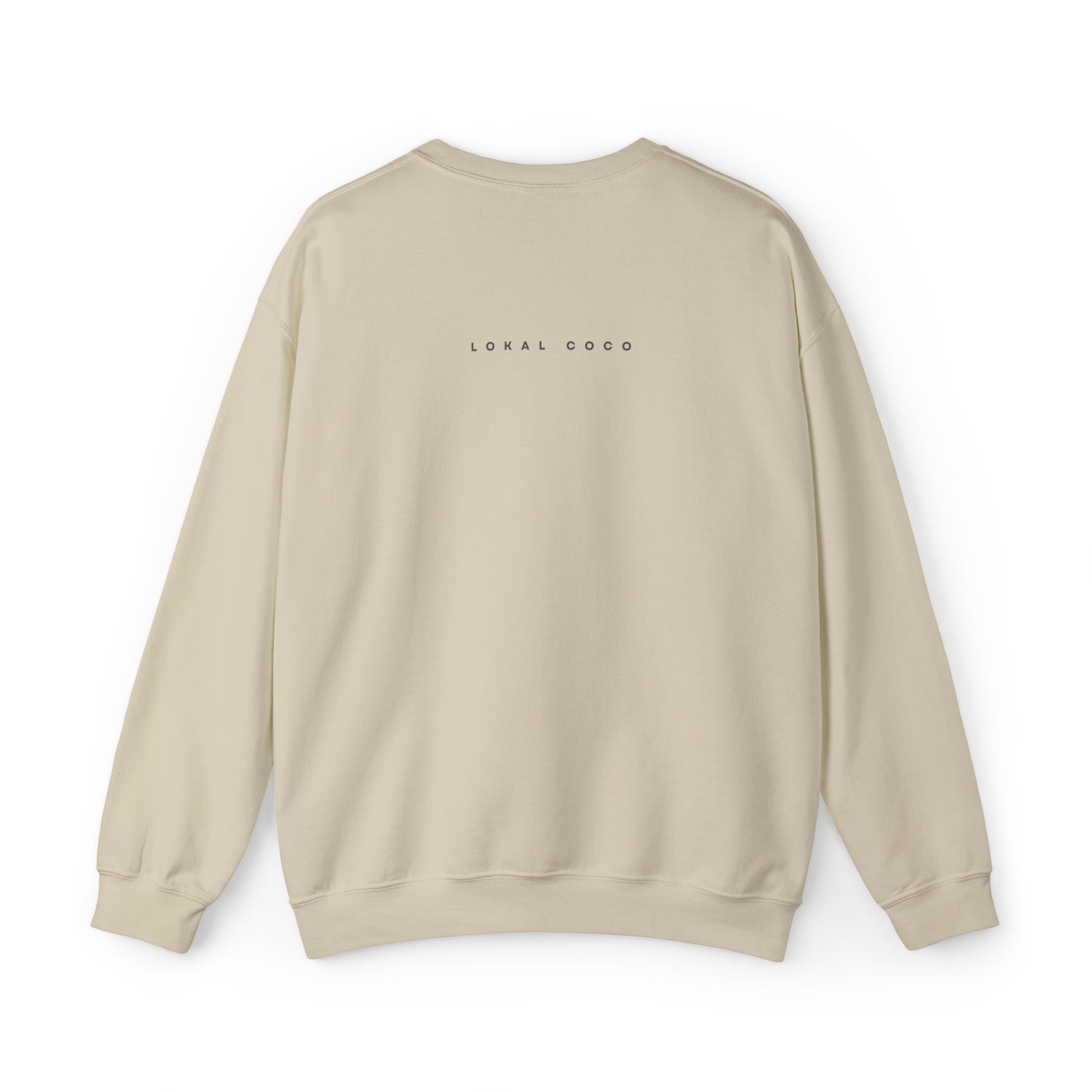 The back of Sunflower Sweatshirt | Vintage Graphic Crewneck Sweatshirt in sand