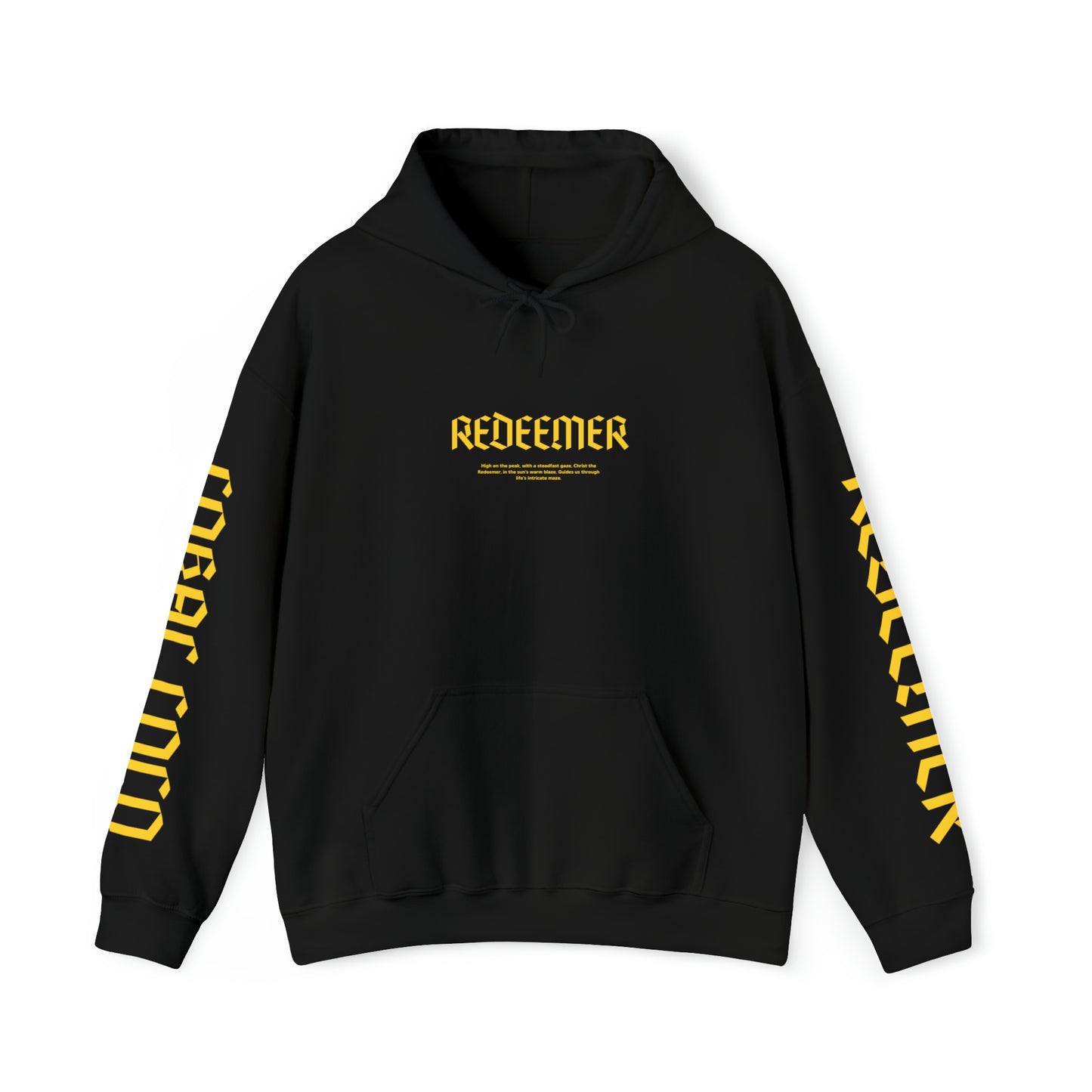 The front of Redeemer Hoodie | Christ the Redeemer in black 