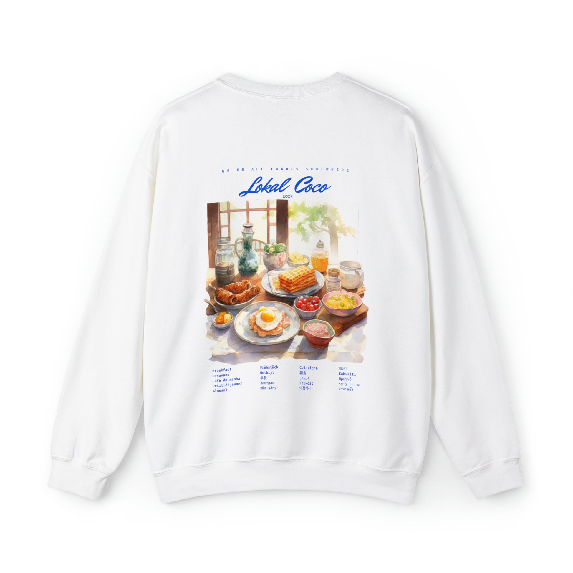 The back Global Lokal Breakfast Sweatshirt | Breakfast Sweater in white