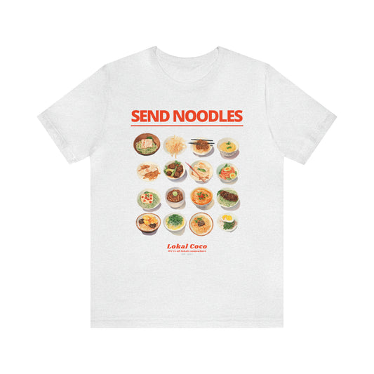 The front of Send Noodles T-Shirt | Noodle Lover Tee in white