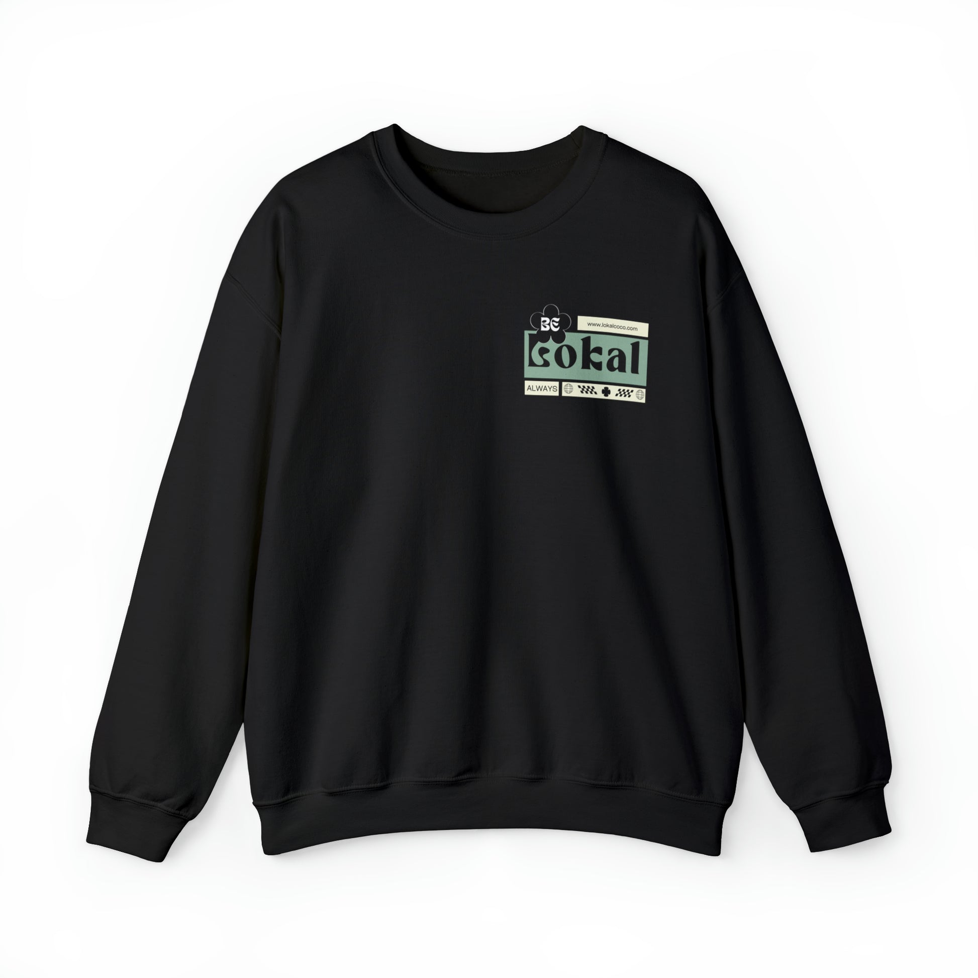 Lokal Coco "Be Lokal" Crewneck Sweatshirt Logo Sweatshirt in Black