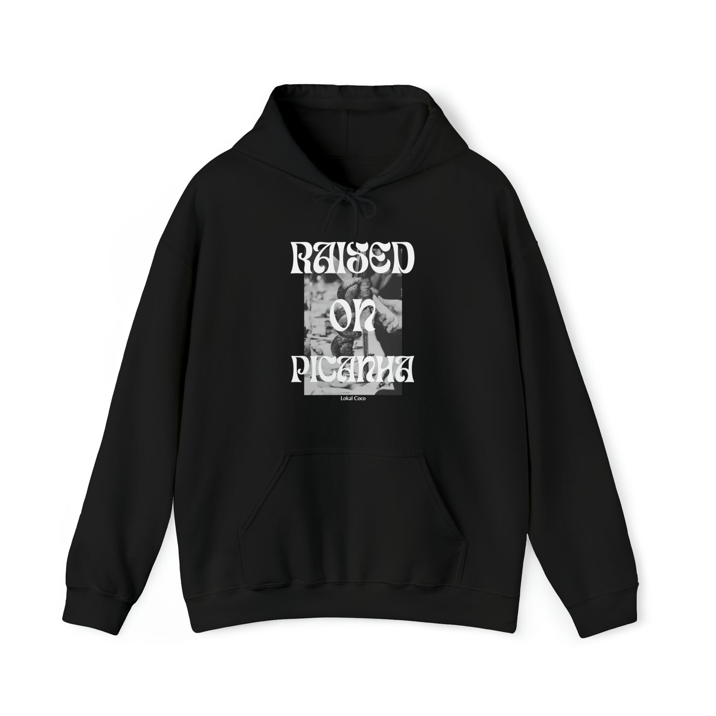 The front of the Raised on Picanha Hoodie in black