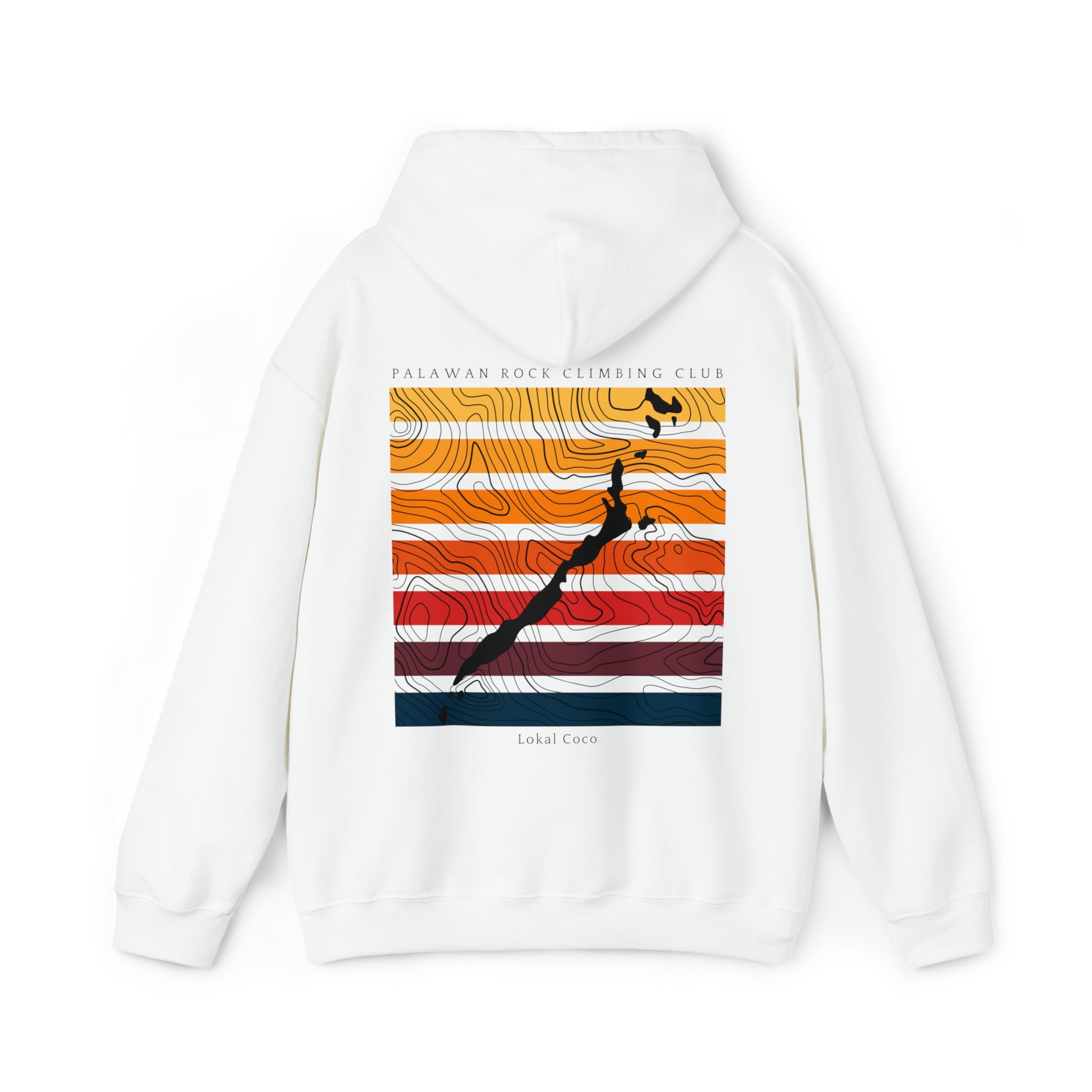 The back of Palawan Rock Climbing Club Hoodie | Climbing Hoodie in white