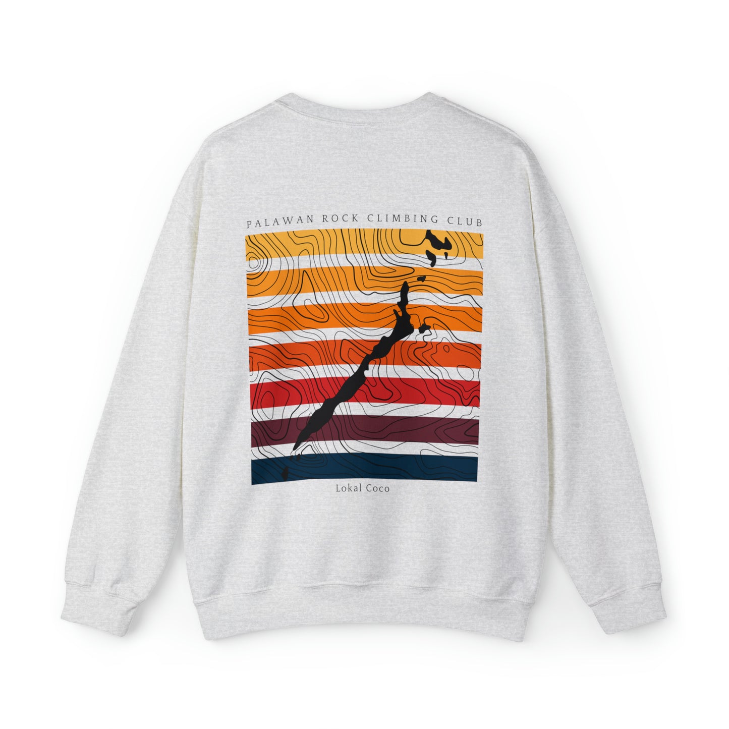 The back of Palawan Rock Climbing Club Sweatshirt | Climbing Crewneck Sweater in ash