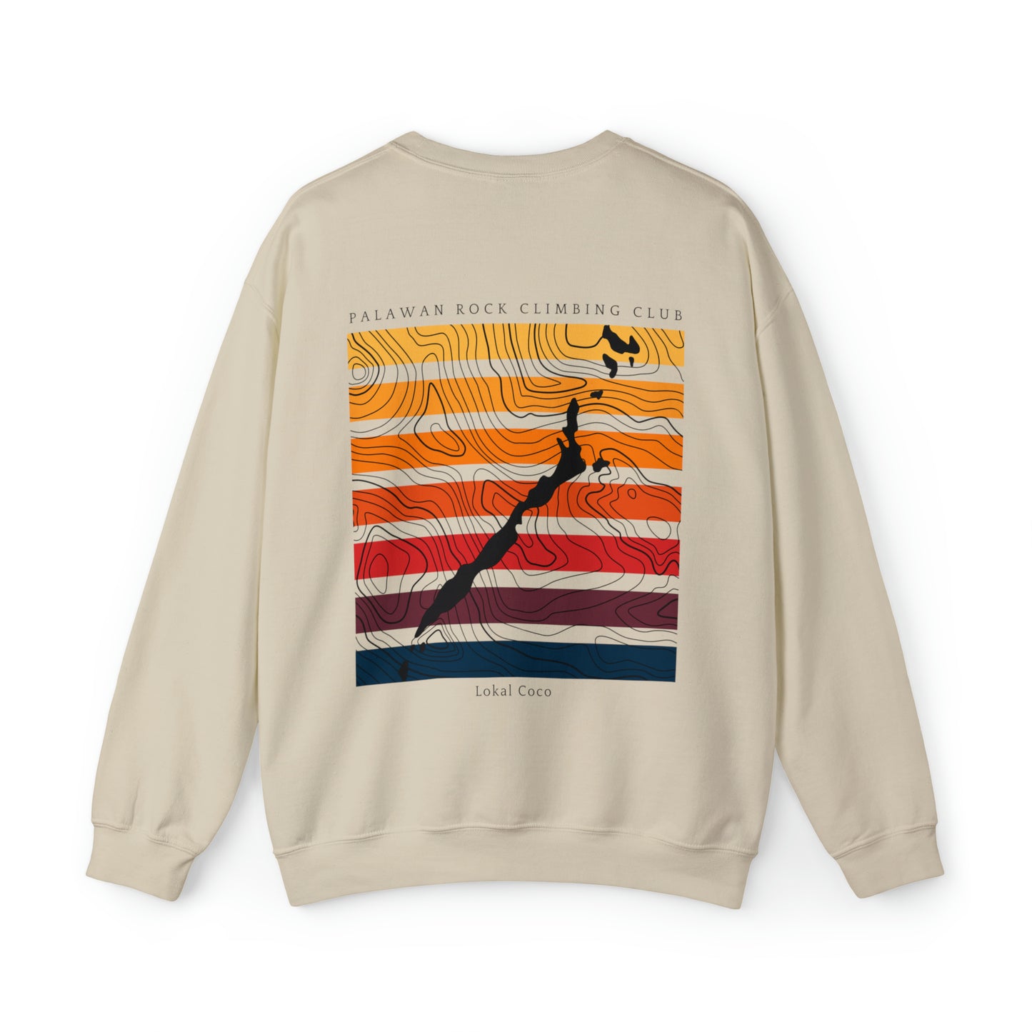 The back of Palawan Rock Climbing Club Sweatshirt | Climbing Crewneck Sweater in sand