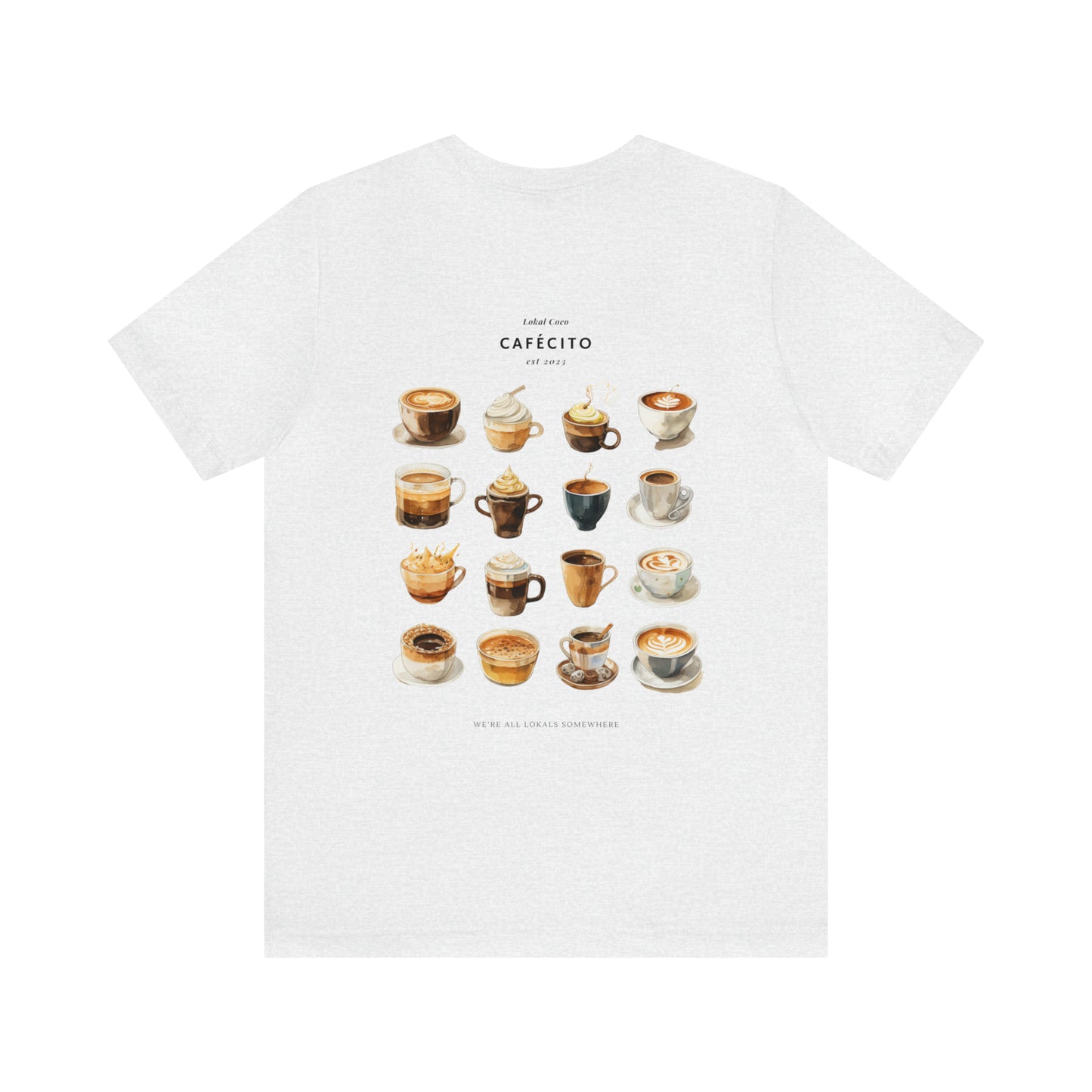 The back of Cafécito Shirt | Watercolor Coffee T-Shirt in ash