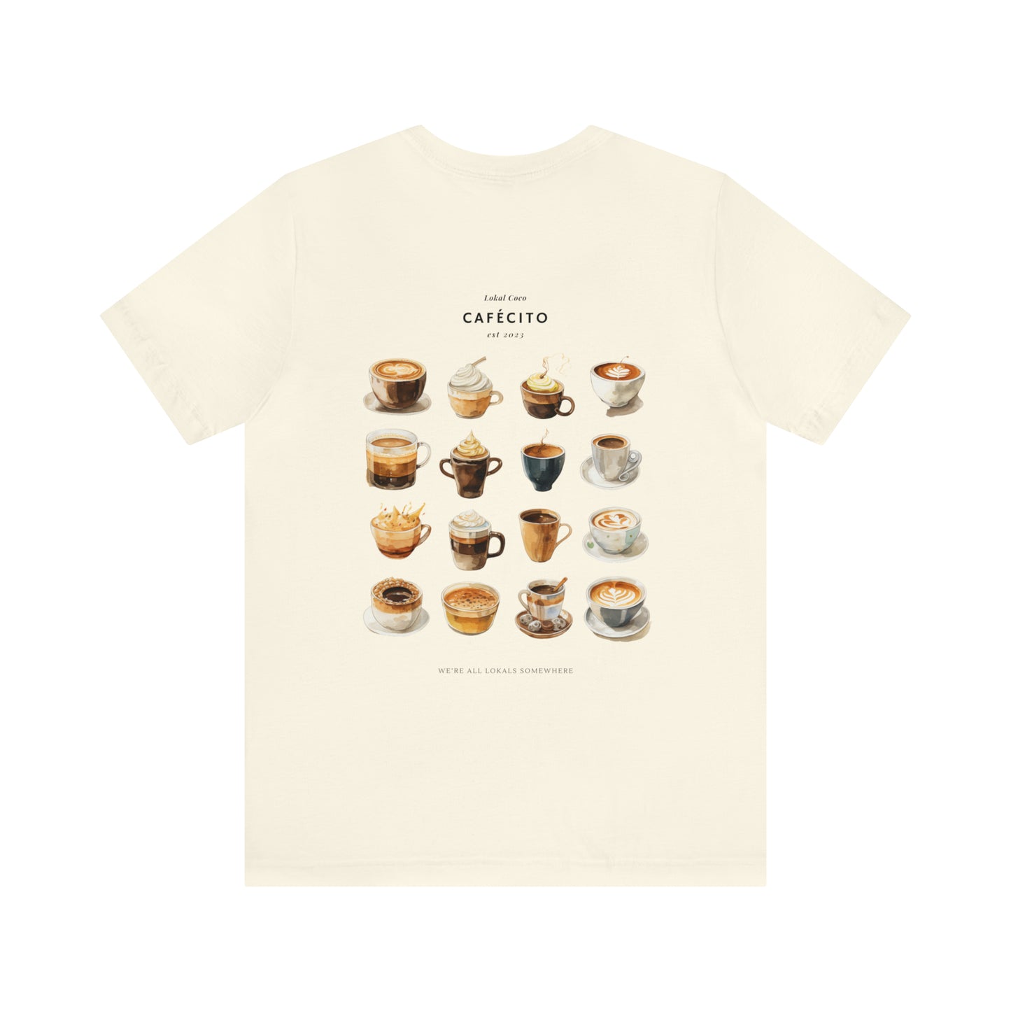 The back of Cafécito Shirt | Watercolor Coffee T-Shirt in natural